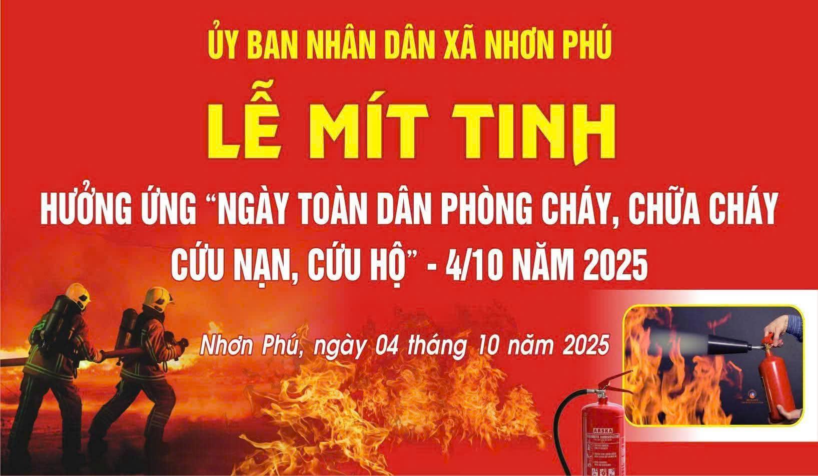 Xã Nhơn Phú tổ chức lễ mít tinh hưởng ứng Ngày toàn dân phòng cháy, chữa cháy và cứu nạn, cứu hộ -Ngày 4/10