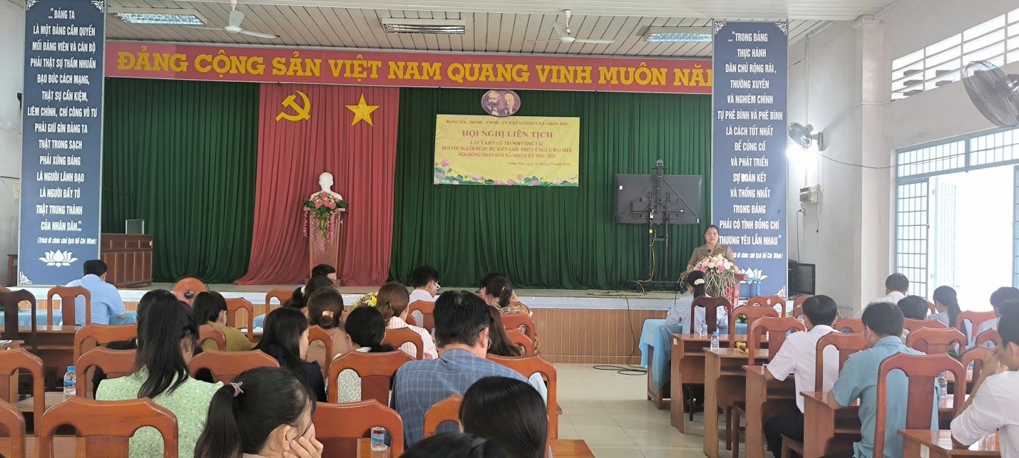 Nhơn Phú: Tổ chức Hội nghị liên tịch lấy ý kiến cử tri nơi công tác đối với người dự kiến giới thiệu ứng cử đại biểu HĐND xã nhiệm kỳ 2026-2031
